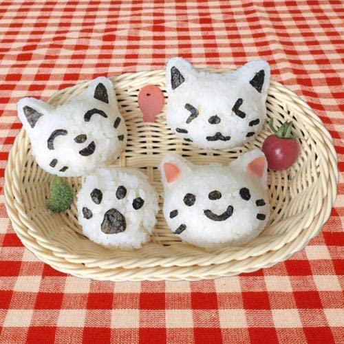 Vanvene Rice Ball Molds for Kids Cute Dog Pattern Sushi Mold Rice Shaper Onigiri Mold Bento Accessories DIY Kitchen Tools with Nori Seaweed Punch CUTT