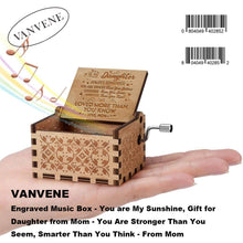 VAVENE Engraved Music Box - You are My Sunshine, Gift for Daughter from Mom - You Are Stronger Than You Seem, Smarter Than You Think - From Mom