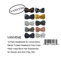 VANVENE 10 Pack Headbands for women Boho  Bands Twisted Headband Criss Cross  Head wraps Bows Hair Accessories  for Women and Girls (10p_102)