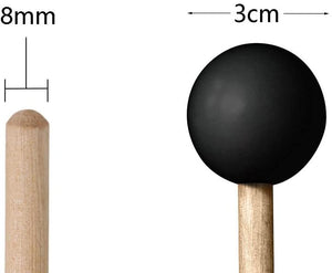 VANVENE 1-Pair 15Inch Black Plastic Head Mallet Percussion Bell Mallets Sticks with Wooden Handle Music Accessories