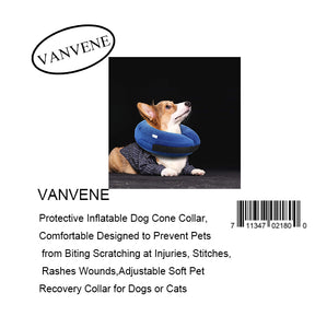 VANVENE Protective Inflatable Dog Cone Collar, Comfortable Designed to Prevent Pets  from Biting Scratching at Injuries, Stitches,  Rashes Wounds,Adjustable Soft Pet  Recovery Collar for Dogs or Cats