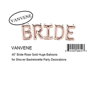 VANVENE 40" Bride Rose Gold Huge Balloons for Shower Bachelorette Party Decorations