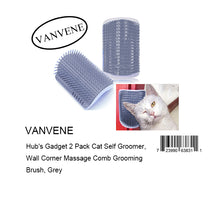 VANVENE Hub's Gadget 2 Pack Cat Self Groomer, Wall Corner Massage Comb Grooming Brush, Grey