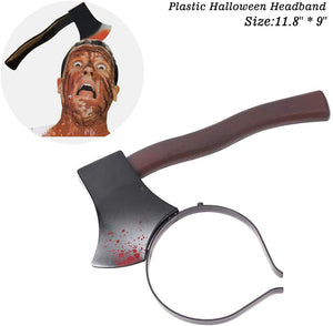 VANVENE Halloween Costume Scary Weapon Headbands, 4 Packs Rubber Plastic Knife Axe Cleaver and Scissor Through Head, Zombie Accessories Makeup for Teen Girls Boys Men Women Adults Clearance Gifts