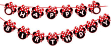 VANVENE Red Minnie Happy Birthday Banner  Red Bow Polka Dot Mini Mouse for  Kids Girls Boys Party Decorations