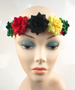 VANVENE Best Wing "Black Red Green Yellow Rasta" Floral Flower Crown Stretch Headband