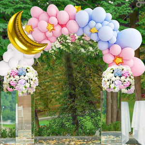 VANVENE Balloon Garland Arch Kit 120PCs  including Extra Large Pink Blue White  Balloons Gold Foil Stars & Moon Party  Decorations for Baby Shower Birthday  Wedding Bridle Shower