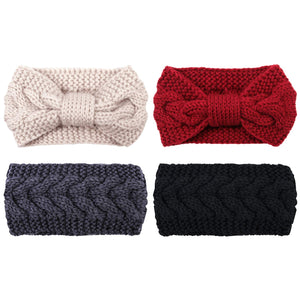 VANVENE Cable Knit Headbands Crochet Head Band Braided Winter Warmer Ear Head Wraps for Women Girls, Purplish Red, Rice White, Dark Grey, Black-1, Medium