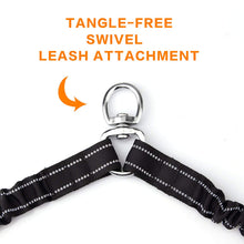 VANVENE Pet Dog Double Leashes - No Tangle Dog Leash Coupler, Comfortable Shock Absorbing Reflective Bungee Lead for Nighttime Safety, Dual Dog Training Leash for Small, Medium & Large Dogs (Black)