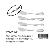 VANVENE Stainless Steel Butter Knife, Set of 4, Butter Spreader, Breakfast Spreads,Cheese and Condiments