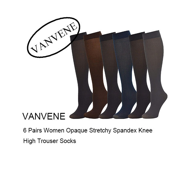VANVENE 6 Pairs Women Opaque Stretchy Spandex Knee High Trouser Socks –  Vanvene