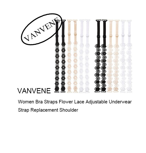VANVENE Women Bra Straps Flower Lace Adjustable Underwear Strap Replacement Shoulder
