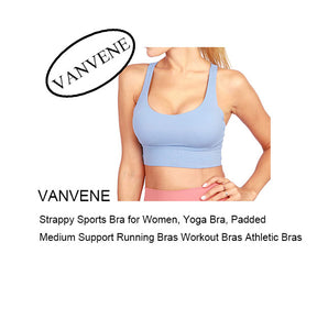 VANVENE Strappy Sports Bra for Women, Yoga Bra, Padded Medium