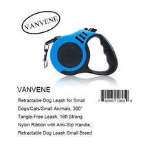 VANVENE Retractable Dog Leash for Small Dogs/Cats/Small Animals, 360° Tangle-Free Leash, 16ft Strong Nylon Ribbon with Anti-Slip Handle, Retractable Dog Leash Small Breed