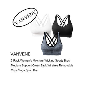 Women's Medium Support Cross Back Wirefree Removable Cups Sport