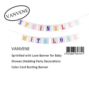 VANVENE Sprinkled with Love Banner for Baby  Shower,Wedding Party Decorations  Color Card Bunting Banner
