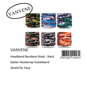 VANVENE Headband Bandana Mask - Neck  Gaiter Headwrap Sweatband  Shield for Face