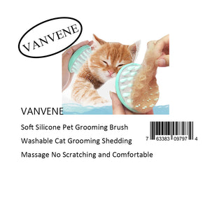 VANVENE Soft Silicone Pet Grooming Brush  Washable Cat Grooming Shedding  Massage No Scratching and Comfortable