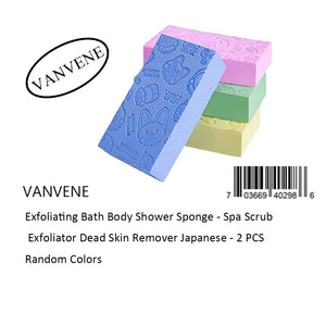 vanvene Exfoliating Bath Body Shower Sponge - Spa Scrub Exfoliator Dead Skin Remover Japanese - 2 PCS Random Colors